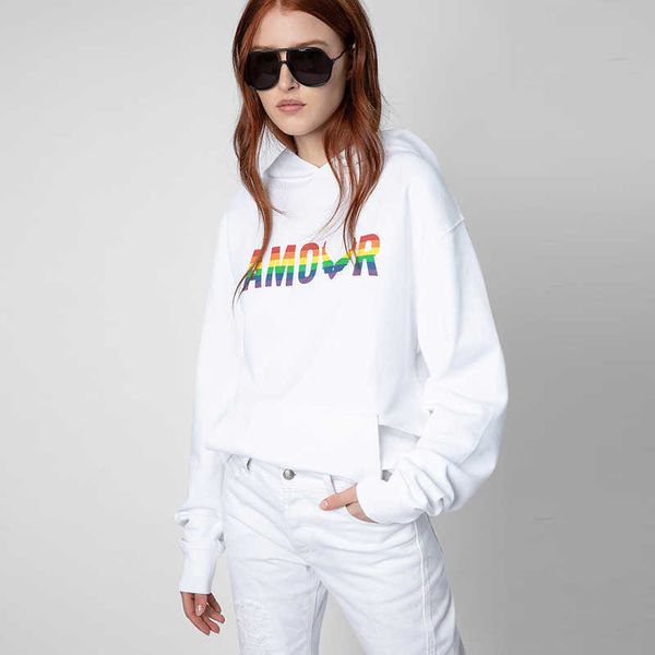 zadig voltaire tide designer sportswear english letters color matching rainbow printing women white hooded apparel fashion brand pure cotton, Black
zadig voltaire tide designer sportswear english letters color matching rainbow printing women white hooded apparel fashion brand pure cotton, Black