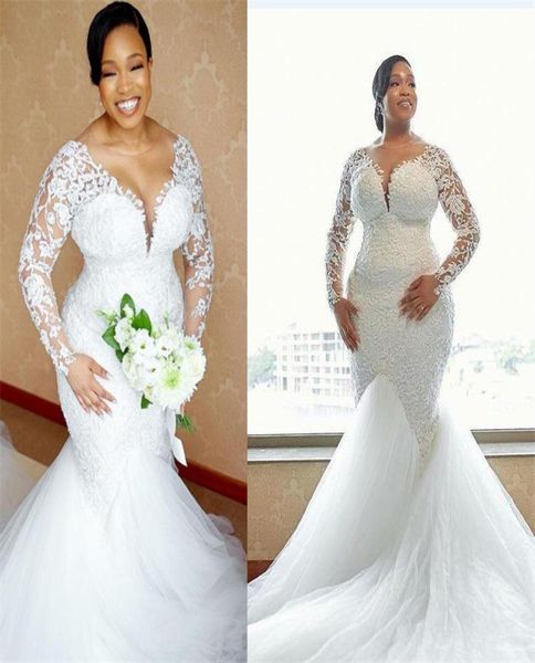2021 plus size lace wedding dresses arabic aso ebi long sleeves bridal gowns sheer neck zip back sweep train plus size marriage dr5077911, White
2021 plus size lace wedding dresses arabic aso ebi long sleeves bridal gowns sheer neck zip back sweep train plus size marriage dr5077911, White