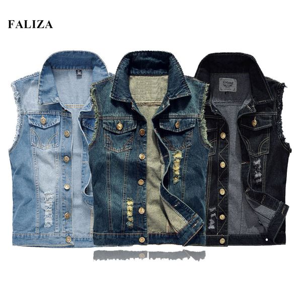 men's vests faliza mens denim vests ripped sleeveless jeans jacket men waistcoats cotton gilet tank west cowboy hip hop streetwear mdj0, Black;white
men's vests faliza mens denim vests ripped sleeveless jeans jacket men waistcoats cotton gilet tank west cowboy hip hop streetwear mdj0, Black;white