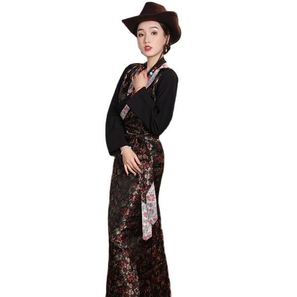 vintage ethnic clothing female tibetan costume women silk vestido long sleeve dress cheongsam style embroidered elegant gown, Red
vintage ethnic clothing female tibetan costume women silk vestido long sleeve dress cheongsam style embroidered elegant gown, Red