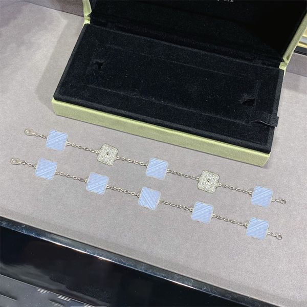 ladies jade bracelet simple purple chalcedony clover pendant 925 silver bracelet irregular square classic stylish bracelet with gift box, Black
ladies jade bracelet simple purple chalcedony clover pendant 925 silver bracelet irregular square classic stylish bracelet with gift box, Black