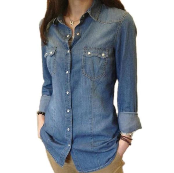 womens chambray shirt denim shirts and blouses long sleeve snap button cotton ladies shirt camisa blusa camisetas femininas6039423, White
womens chambray shirt denim shirts and blouses long sleeve snap button cotton ladies shirt camisa blusa camisetas femininas6039423, White