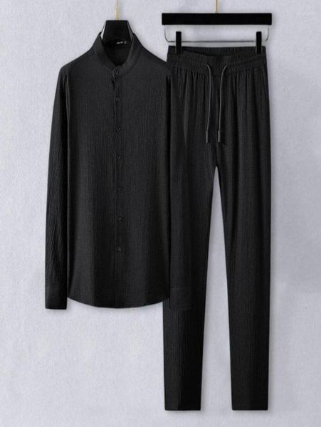 men039s tracksuits 1 set autumn men pants pleated trousers solid color two piece stand collar relaxed fit shirt streetwear1001690, Gray
men039s tracksuits 1 set autumn men pants pleated trousers solid color two piece stand collar relaxed fit shirt streetwear1001690, Gray