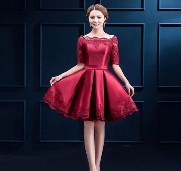 2017 elegant evening dresses with half sleeves appliques girls women short ball prom party pageant graduation formal dressgown2336107, Black;red
2017 elegant evening dresses with half sleeves appliques girls women short ball prom party pageant graduation formal dressgown2336107, Black;red