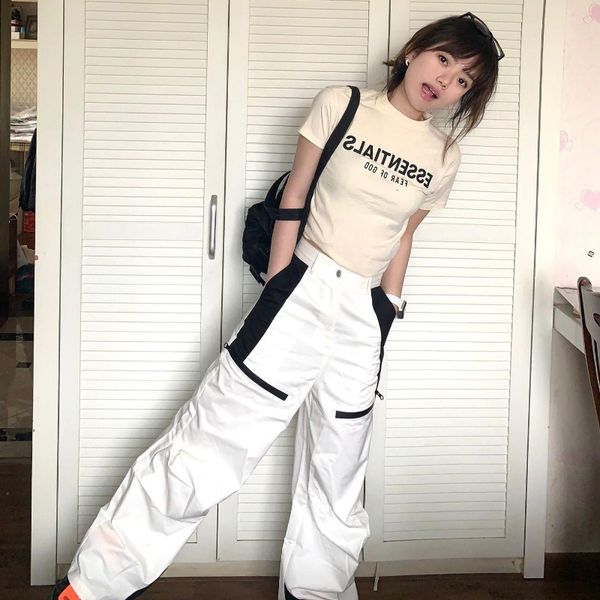 women s pants s black and white stitching american retro cargo pants lady spring summer sports leisure loose straight wide leg trousers 2308, Black;white
women s pants s black and white stitching american retro cargo pants lady spring summer sports leisure loose straight wide leg trousers 2308, Black;white