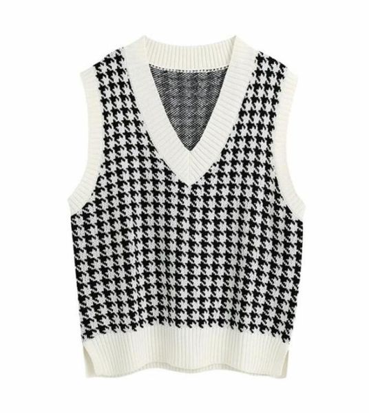fashion oversized houndstooth knitted vest sweater for women girls vintage sleeveless side vents female waistcoat chic 2545782, White;black
fashion oversized houndstooth knitted vest sweater for women girls vintage sleeveless side vents female waistcoat chic 2545782, White;black
