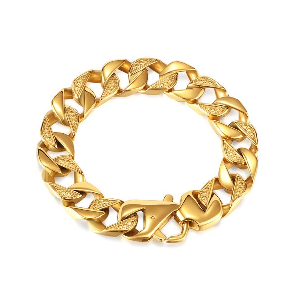 gold-plated stainless steel bracelet cuban chain link jewelry for mens women 12.5mm wide 8inch lenght 60weight, Black
gold-plated stainless steel bracelet cuban chain link jewelry for mens women 12.5mm wide 8inch lenght 60weight, Black