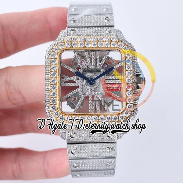 sf twf0015 swiss ronda 4s20 quartz mens watch fully iced out big diamonds yellow gold bezel roman markers skeleton diamond dial steel bracel, Slivery;brown
sf twf0015 swiss ronda 4s20 quartz mens watch fully iced out big diamonds yellow gold bezel roman markers skeleton diamond dial steel bracel, Slivery;brown