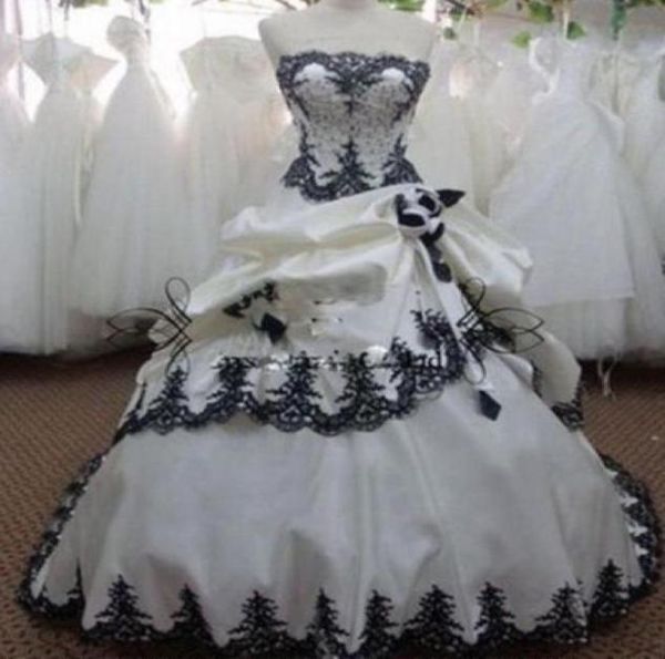 vintage white and black wedding dresses ball gown strapless beadings lace flowers satin long bridal gowns lace up back custom made9706313
vintage white and black wedding dresses ball gown strapless beadings lace flowers satin long bridal gowns lace up back custom made9706313