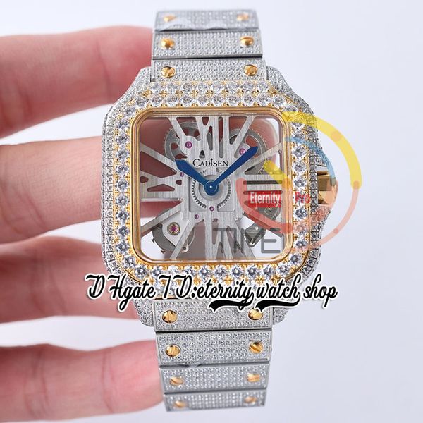 sf tww0009 swiss ronda 4s20 quartz mens watch fully iced out big diamonds yellow gold bezel roman markers skeleton diamond dial steel bracel, Slivery;brown
sf tww0009 swiss ronda 4s20 quartz mens watch fully iced out big diamonds yellow gold bezel roman markers skeleton diamond dial steel bracel, Slivery;brown