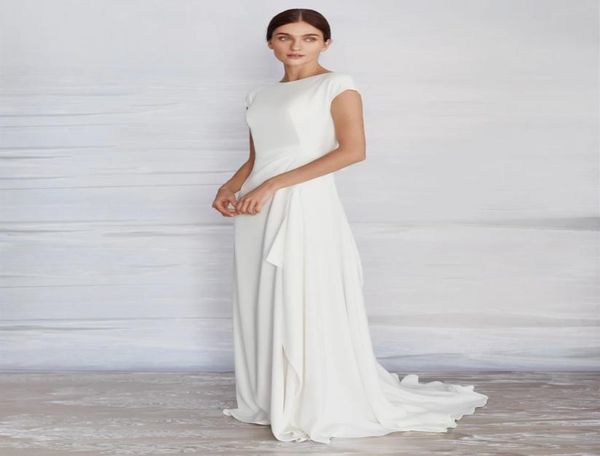 simple aline crepe wedding dress modest with cap sleeves high neck sweep train women informal boho beach bridal gowns bride robe 1844526, White
simple aline crepe wedding dress modest with cap sleeves high neck sweep train women informal boho beach bridal gowns bride robe 1844526, White