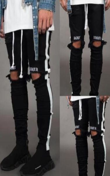 new mens jean pantalones street black holes designer white stripes jeans hiphop skateboard pencil pants4537654, Blue
new mens jean pantalones street black holes designer white stripes jeans hiphop skateboard pencil pants4537654, Blue