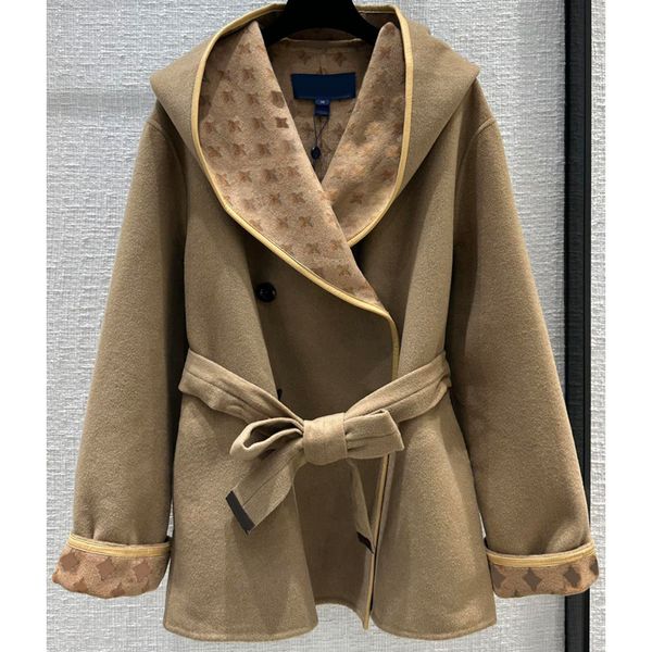 8.8 luxury fashion double breasted with belt hooded jacquard lining wool coats women, Black
8.8 luxury fashion double breasted with belt hooded jacquard lining wool coats women, Black