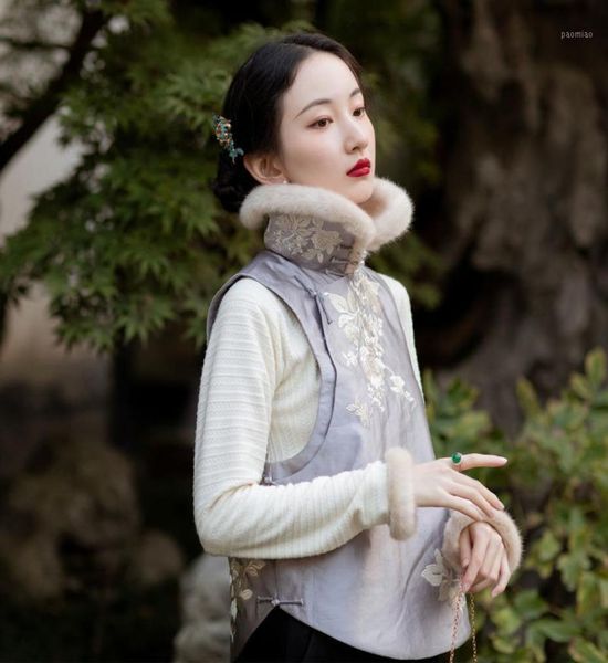 ethnic clothing chinese style vest vintage traditional fur collar short gilet women print tang suit cotton coat female sleeveless 7614148, Red
ethnic clothing chinese style vest vintage traditional fur collar short gilet women print tang suit cotton coat female sleeveless 7614148, Red
