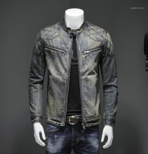 men039s blue denim vintage classic biker motorcycle jacket stand collar retro slim fit distressed racer jeans coat drop jackets4792340, Black;brown
men039s blue denim vintage classic biker motorcycle jacket stand collar retro slim fit distressed racer jeans coat drop jackets4792340, Black;brown