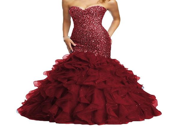 2023 burgundy long prom dresses mermaid beaded crystal organza ruffles sweetheart laceup backless custom made bling pageant eveni3613600, Black
2023 burgundy long prom dresses mermaid beaded crystal organza ruffles sweetheart laceup backless custom made bling pageant eveni3613600, Black