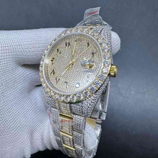 full diamonds men watch iced yellow gold 2tone color 41mm cz stones face arabic numbers 2824 automatic baguette diamonds watchband, Slivery;brown
full diamonds men watch iced yellow gold 2tone color 41mm cz stones face arabic numbers 2824 automatic baguette diamonds watchband, Slivery;brown