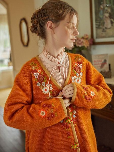 women's knits spring autumn women fairy vintage delicate handmade flower embroidered mori girl long loose orange knitted sweaters cardi, White
women's knits spring autumn women fairy vintage delicate handmade flower embroidered mori girl long loose orange knitted sweaters cardi, White