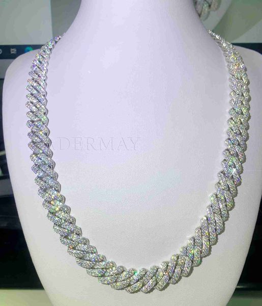 double rows 12mm luxury necklace bust down iced out vvs moissanite 925silver miami cuban link chain rapper necklace, Silver
double rows 12mm luxury necklace bust down iced out vvs moissanite 925silver miami cuban link chain rapper necklace, Silver