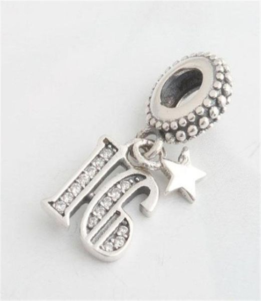 925s sterling silver designer beads transparent crystal 16 years love hanging diy charm suitable for original european women brace6082400, Black 
925s sterling silver designer beads transparent crystal 16 years love hanging diy charm suitable for original european women brace6082400, Black