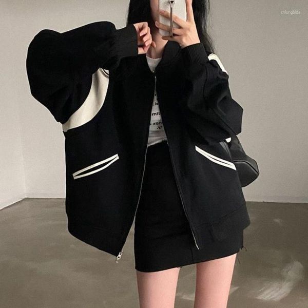 women's jackets korean fashion bomber jacket women vintage streetwear oversized zipper black casual chic aesthetic autumn coat, Black;brown
women's jackets korean fashion bomber jacket women vintage streetwear oversized zipper black casual chic aesthetic autumn coat, Black;brown