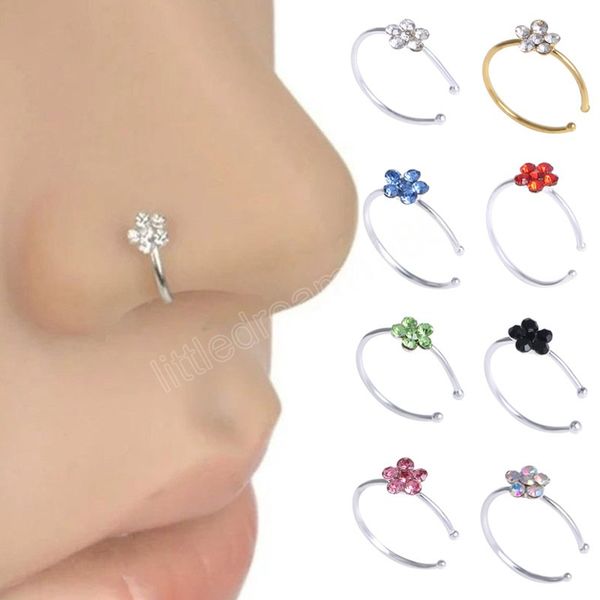flower rhinestone clip on nose ring fake piercing hoop nose stud non piercing stainless steel ear cuff crystal body jewelry, Silver
flower rhinestone clip on nose ring fake piercing hoop nose stud non piercing stainless steel ear cuff crystal body jewelry, Silver