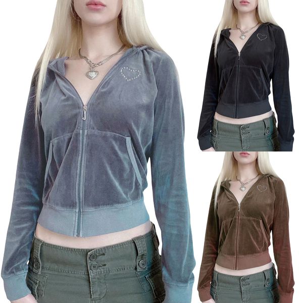 womens jackets women hooded coat long sleeve zipper heart side pockets fall spring street casual loose short velvet winter clothes 230808, Black;brown
womens jackets women hooded coat long sleeve zipper heart side pockets fall spring street casual loose short velvet winter clothes 230808, Black;brown