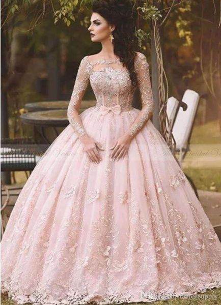 vestidos blush pink lace ball gown quinceanera dress long sleeves boat neck 3d flora princess bridal gowns arabic dubai ba54489597805, Blue;red 
vestidos blush pink lace ball gown quinceanera dress long sleeves boat neck 3d flora princess bridal gowns arabic dubai ba54489597805, Blue;red