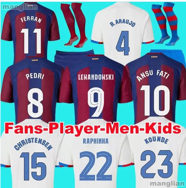 Image of 23 24 Camisetas De Football Soccer Jerseys Pedri Lewandowski Gavi 2023 2024 Fc Ansu Fati Ferran Raphinha Dest Football Shirt Men Barca