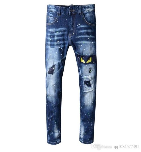 2019 summer new mens creative cat eye embroidery jeans male korean version designer jeans wrinkle patch stretch slim feet pants2031949, Blue
2019 summer new mens creative cat eye embroidery jeans male korean version designer jeans wrinkle patch stretch slim feet pants2031949, Blue