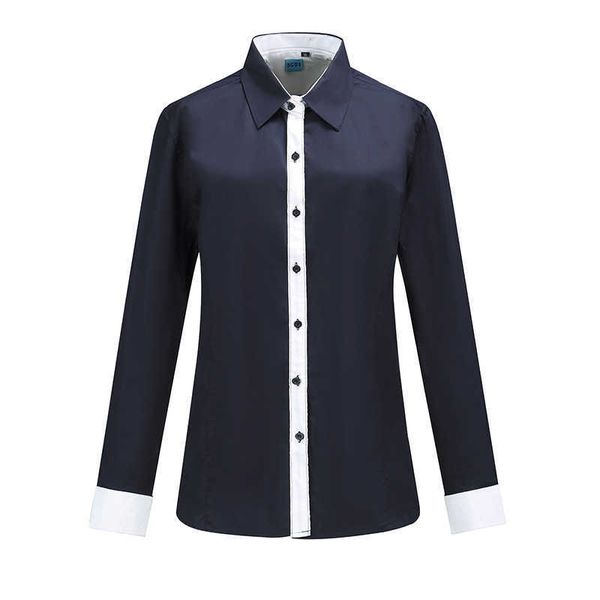 women's high-end long sleeved shirt korean version slim fitting high-end pure cotton texture business shirt dark blue contrast white co
women's high-end long sleeved shirt korean version slim fitting high-end pure cotton texture business shirt dark blue contrast white co