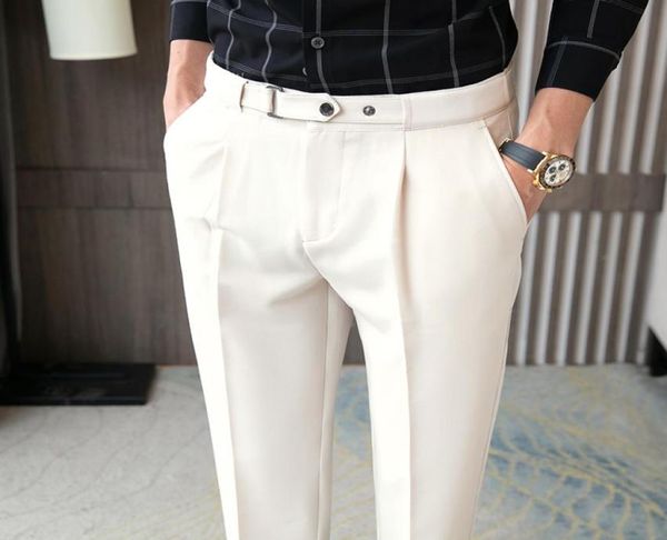 2022 vintage gentleman elegant dress pants mens beige slim fit england cropped pants with belt white trousers office party khaki8635315, Black
2022 vintage gentleman elegant dress pants mens beige slim fit england cropped pants with belt white trousers office party khaki8635315, Black