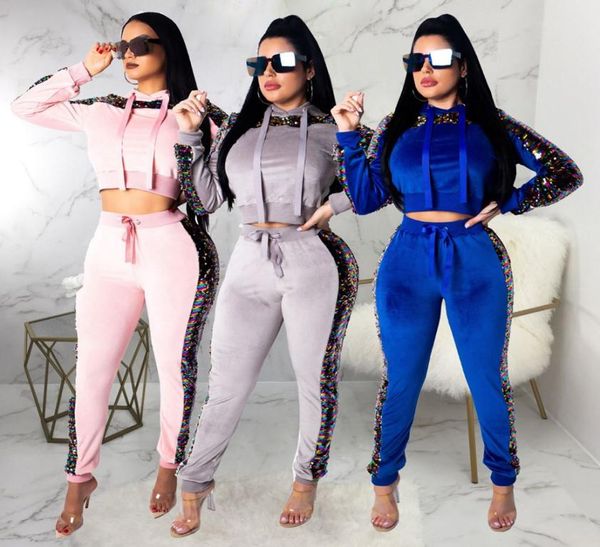 2019 velvet tracksuit 2 two piece set women clothes sequin crop ants sweat suit pink outfits velour matching sets1820292, Gray
2019 velvet tracksuit 2 two piece set women clothes sequin crop ants sweat suit pink outfits velour matching sets1820292, Gray