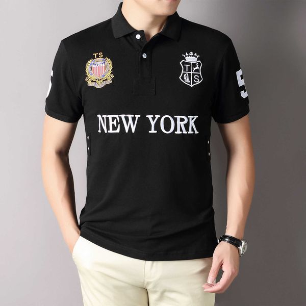 new polo shirt men's pure cotton embroidered short sleeved black new york casual sports minimalist slim fit large size, White;black
new polo shirt men's pure cotton embroidered short sleeved black new york casual sports minimalist slim fit large size, White;black