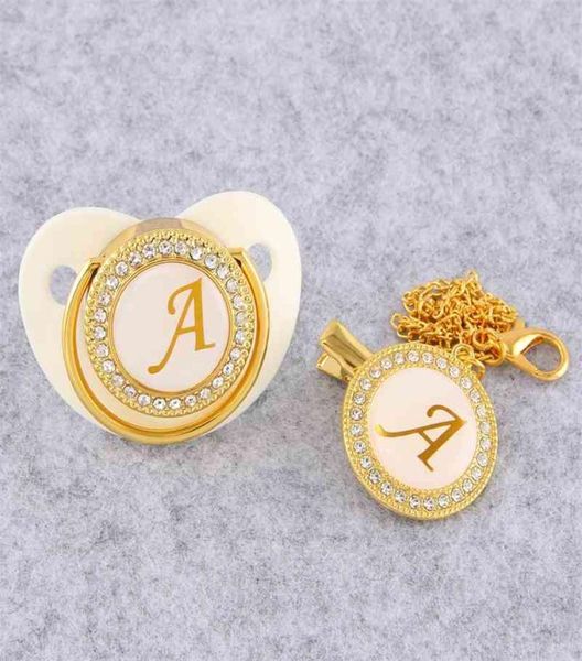 golden initial letter baby pacifier with chain clip luxury sucette bebe bpa white chupete for 018 months 2104074557374
golden initial letter baby pacifier with chain clip luxury sucette bebe bpa white chupete for 018 months 2104074557374