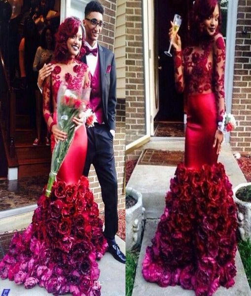 high neck dubai abaya red evening dresses mermaid with rose floral ruffles sheer neck long sleeve prom dresses with bra celeb1727608, Black;red
high neck dubai abaya red evening dresses mermaid with rose floral ruffles sheer neck long sleeve prom dresses with bra celeb1727608, Black;red