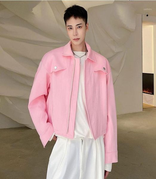 men039s jackets autumn candy color pink blue short jacket man korean streetwear hip hop vintage fashion loose casual coat outer6167990, Black;brown
men039s jackets autumn candy color pink blue short jacket man korean streetwear hip hop vintage fashion loose casual coat outer6167990, Black;brown