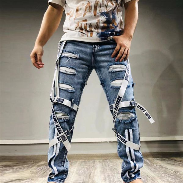 mens jeans techwear spring patch webbing denim trousers foot zipper ripped hip hop vintage skinny man cargo pants 230808, Blue
mens jeans techwear spring patch webbing denim trousers foot zipper ripped hip hop vintage skinny man cargo pants 230808, Blue