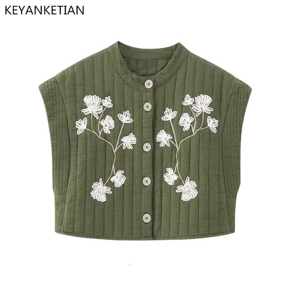 women's vests keyanketian floral embroidery short padded vest women retro style single breasted army green sleeveless jacket coat thin, Black;white
women's vests keyanketian floral embroidery short padded vest women retro style single breasted army green sleeveless jacket coat thin, Black;white