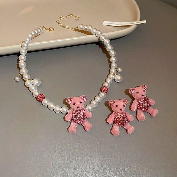 afshor 2023 new niche design flocking bear pendant pearl necklace pink cute sweet rhinestone inlaid bear earrings for girl anniversary gift, Silver
afshor 2023 new niche design flocking bear pendant pearl necklace pink cute sweet rhinestone inlaid bear earrings for girl anniversary gift, Silver