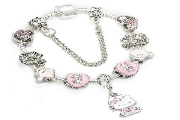 s925 silver creative cartoon beads european charm bracelet suitable for pandora style female /child pink kitten pendant diy bracelet7409150, Black
s925 silver creative cartoon beads european charm bracelet suitable for pandora style female /child pink kitten pendant diy bracelet7409150, Black