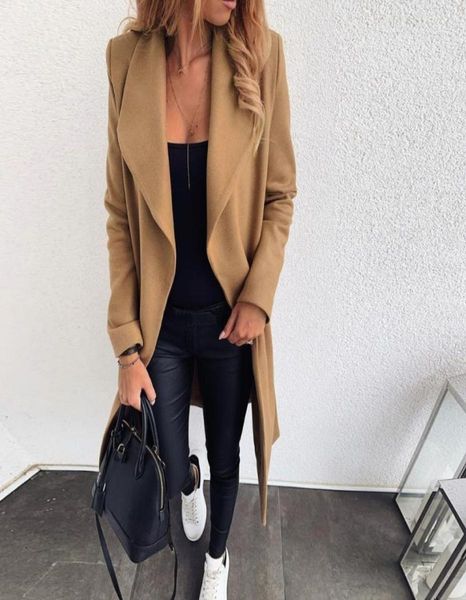 long wool blends coat women lapel wide collar open front cardigan jacket office warm overcoat womens ladies coat manteau femme5309778, Black
long wool blends coat women lapel wide collar open front cardigan jacket office warm overcoat womens ladies coat manteau femme5309778, Black