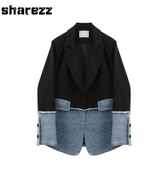 sharezz spring 2020 new fashion women denim patch jacket coat slim fit long sleeve asymmetrical blazer office tide6218364, White;black
sharezz spring 2020 new fashion women denim patch jacket coat slim fit long sleeve asymmetrical blazer office tide6218364, White;black