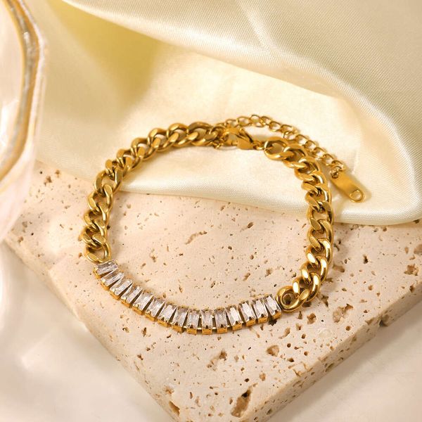 designer ins same style gold-plated stainless steel jewelry party gift fashion full zircon splice chain bracelet for women, Golden;silver
designer ins same style gold-plated stainless steel jewelry party gift fashion full zircon splice chain bracelet for women, Golden;silver
