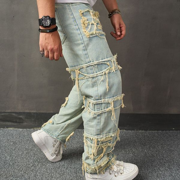 men's jeans y2k men's denim pants streetwear fashion ripped patchwork hollow out jeans men fall vintage style loose straight jean, Blue
men's jeans y2k men's denim pants streetwear fashion ripped patchwork hollow out jeans men fall vintage style loose straight jean, Blue