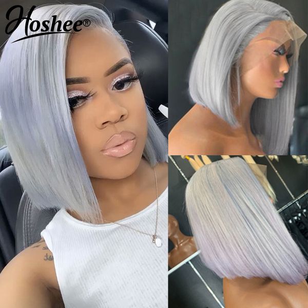 13x4 silver grey short bob human hair wigs for women brazilian hd transparent straight glueless synthetic lace frontal wig, Black
13x4 silver grey short bob human hair wigs for women brazilian hd transparent straight glueless synthetic lace frontal wig, Black