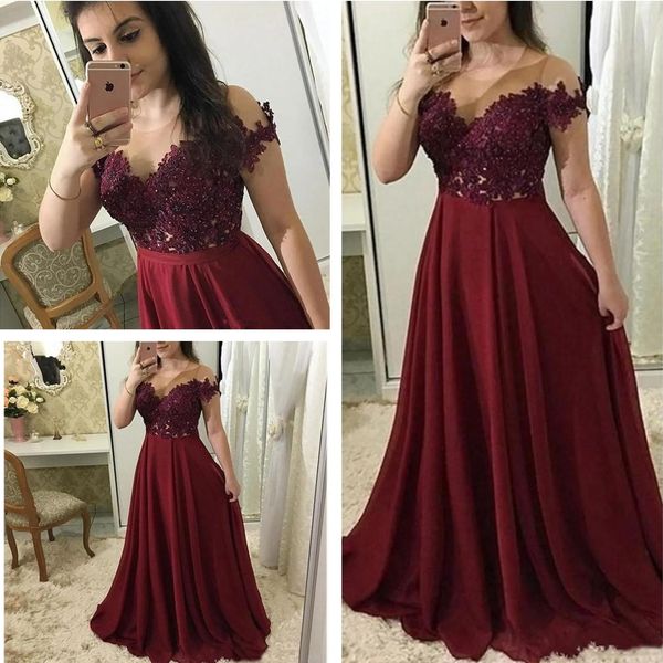 burgundy prom dresses 2023 long illusion neckline short sleeve lace appliques evening gowns long chiffon special occasion dress, Black
burgundy prom dresses 2023 long illusion neckline short sleeve lace appliques evening gowns long chiffon special occasion dress, Black