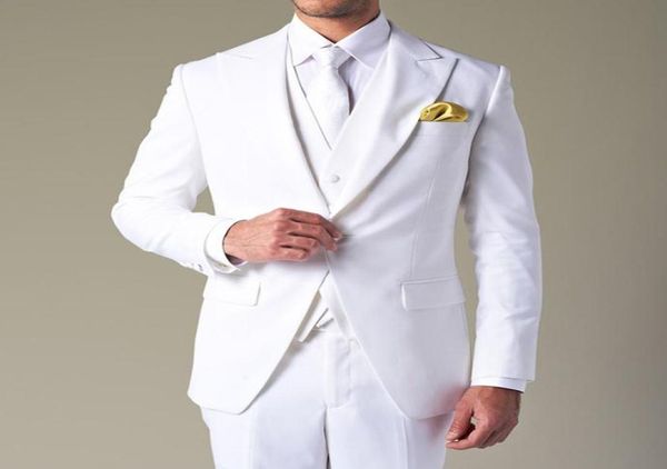 white wedding groom tuxedos with peaked lapel three piece custom made evening party men suits set jacket pants vest1982401, Black;gray
white wedding groom tuxedos with peaked lapel three piece custom made evening party men suits set jacket pants vest1982401, Black;gray