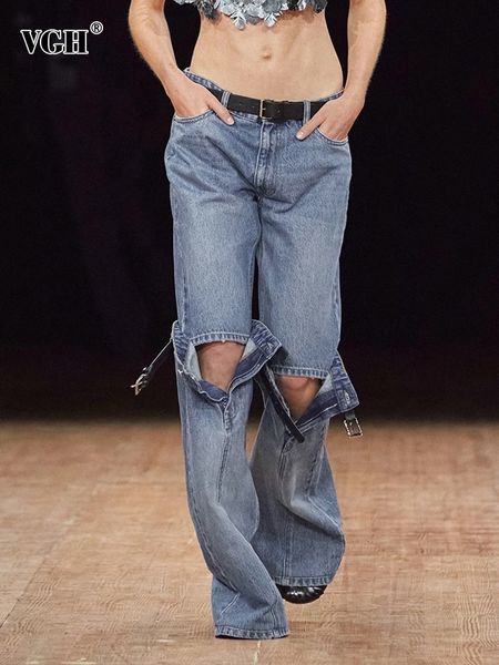 men's jeans vgh streetwear irregular for women high waist patchwork belts hollow out summer denim wide leg pants female 2023 style 2308, Blue
men's jeans vgh streetwear irregular for women high waist patchwork belts hollow out summer denim wide leg pants female 2023 style 2308, Blue