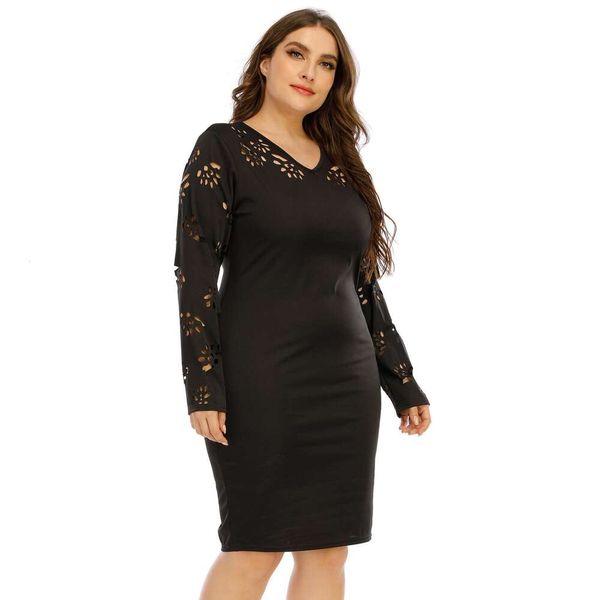 large size womens dress burnt flower hollowed out v neck slim fit hip skirt long sleeve casual one step, Black;gray
large size womens dress burnt flower hollowed out v neck slim fit hip skirt long sleeve casual one step, Black;gray